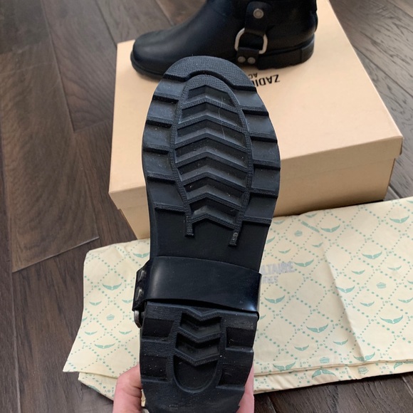 Zadig & Voltaire Rubber Biker Boots Black Sz 38 - Picture 6 of 6